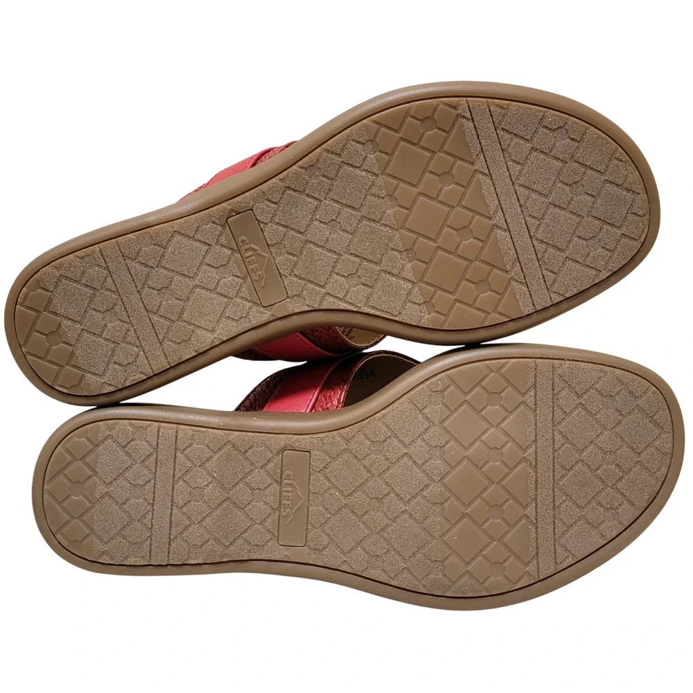 Cliffs White Mountain Women Benedict Wedge Thong Sandals Size US 8M Red Woven